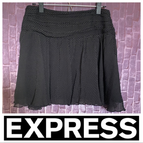 🔴•100% Silk• Polka Dot Chiffon Flirty Skirt - Picture 1 of 8